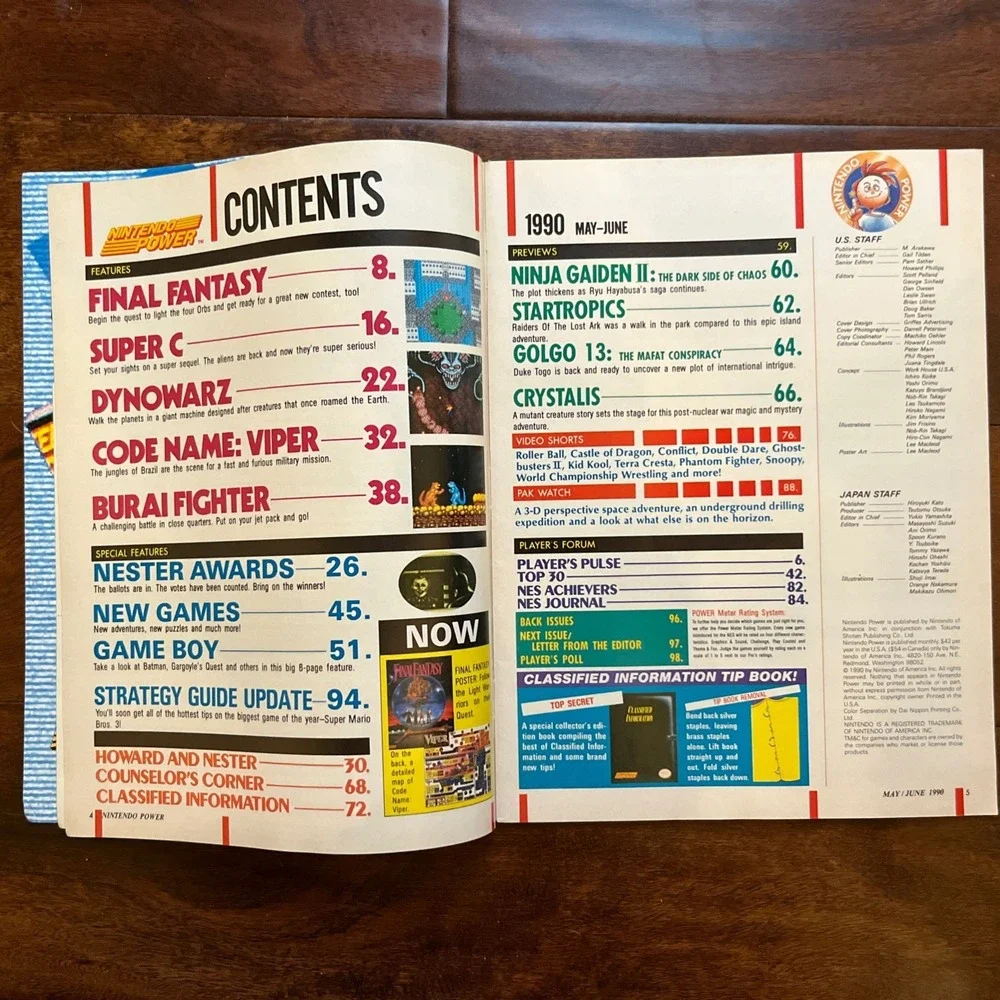 NINTENDO POWER Vol 12 - May/June 1990 SUPER C - Complete Poster & Inserts
